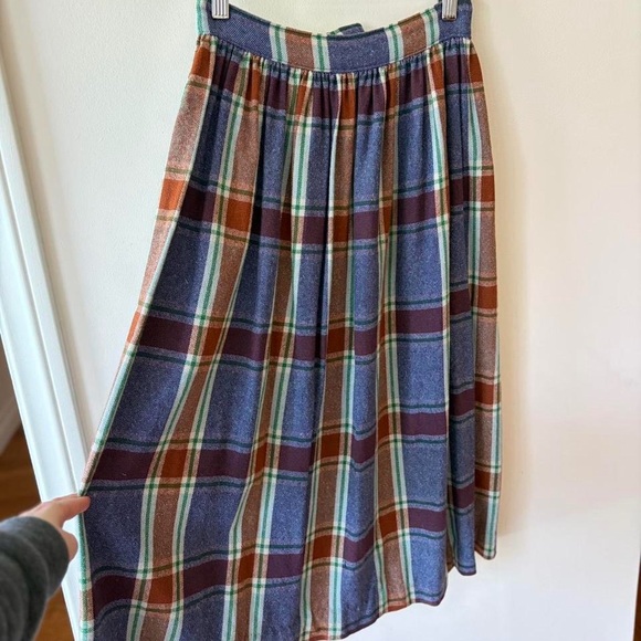 Vintage 60s wool plaid pleated skirt cottagecore retro academia antique 50s XS - Picture 7 of 11